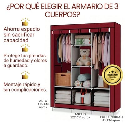 Armario De 3 Cuerpos Portatil
