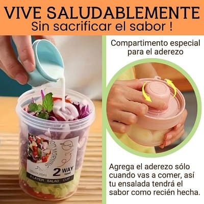 SET CONTENEDOR PARA ENSALADA FRUTA Y CEREAL