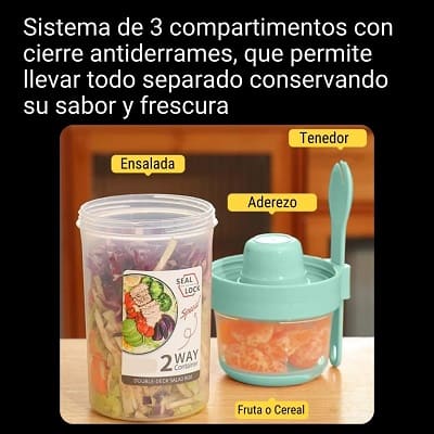 SET CONTENEDOR PARA ENSALADA FRUTA Y CEREAL