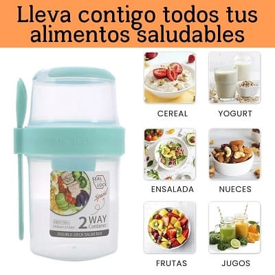 SET CONTENEDOR PARA ENSALADA FRUTA Y CEREAL