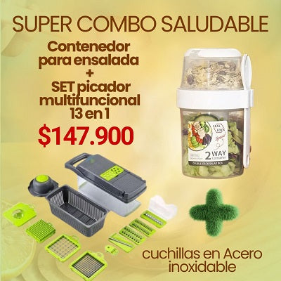 SET CONTENEDOR PARA ENSALADA FRUTA Y CEREAL