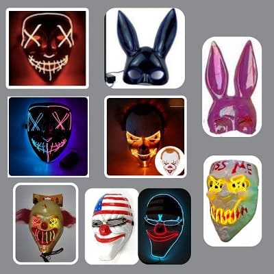 Mascaras Led para Halloween Purga Payasos Kiss Me Conejita