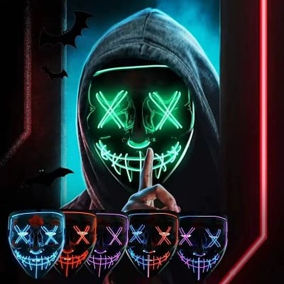 Mascaras Led para Halloween Purga Payasos Kiss Me Conejita