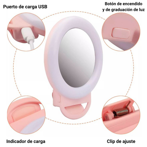 ARO DE LUZ PARA CELULAR CON ESPEJO INTEGRADO